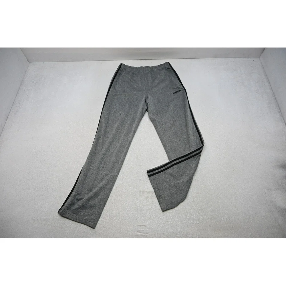 Adidas Sweat Pants Mens Medium Gray Black Stripes Athletic Joggers Excellent